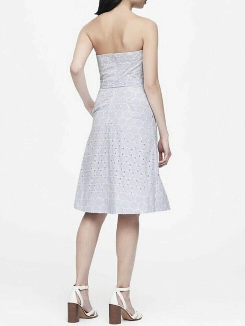 Banana Republic Eyelet Sundress Light Blue White Embroidered Size 8 - Picture 3 of 8